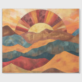 Papier Cadeau Boho Sunset Over Mountains - Paysage Rétro (Plat)