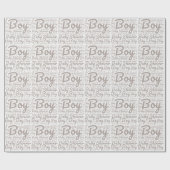 Papier Cadeau Boho Taupe Script Typographie Baby shower garçon (Plat)