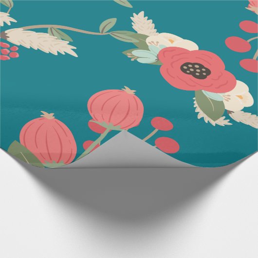 Papier Cadeau Boho Teal floral (Coin)