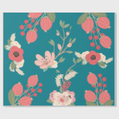 Papier Cadeau Boho Teal floral (Plat)