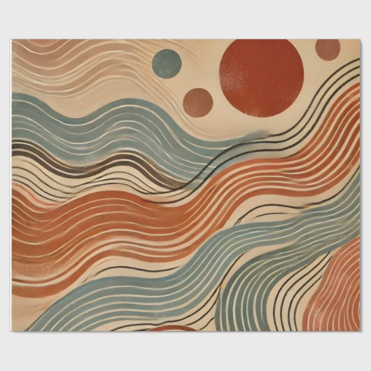 Papier Cadeau Boho Terre Abstrait dans les tons terre cuite (Plat)