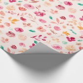 Papier Cadeau Boho tomber lâche motif d'aquarelle rose floral (Coin)