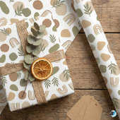 Papier Cadeau Boho Tons Terre Formes Abstraites & Botanique Arc-