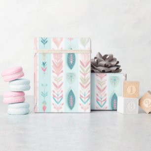 Papier Cadeau Boho Turquoise, Blush, Aqua, Rose, Turquoise & Ecr
