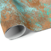 Papier Cadeau Boho Turquoise Cuivre Grunge (Coin rond)