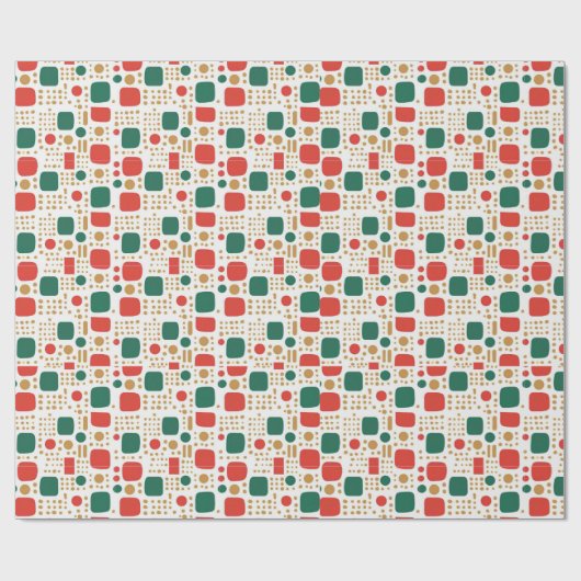 Papier Cadeau Boho vert, or et rouge MOD Scandi Noël (Plat)