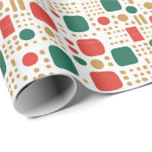 Papier Cadeau Boho vert, or et rouge MOD Scandi Noël (Coin rond)