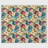 Papier Cadeau Boho vintage fleurs françaises (Plat)