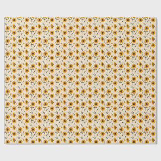 Papier Cadeau Boho Vintage Tournesol & Baies Motif Jeté Pil