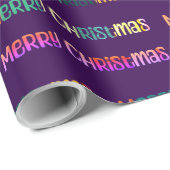 Papier Cadeau Boho Violet Noël Coloré (Coin rond)