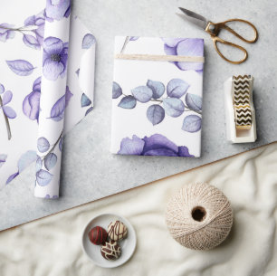 Papier Cadeau Boho Watercolor Purple Berry Baby shower Floral