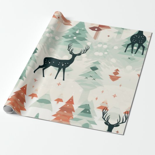 Papier Cadeau Boho Wild Forest Deer (Déroulé)