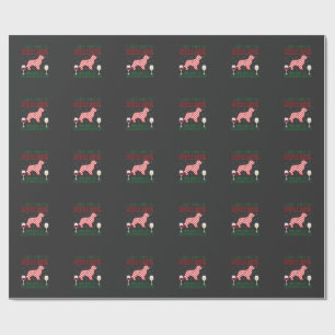 Papier Cadeau Boire du vin câliner Retriever d'or Noël