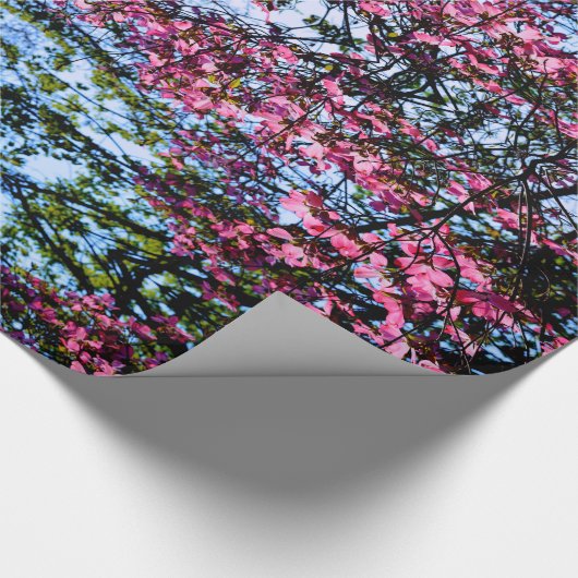 Papier Cadeau Bois à fleurs rose (Coin)