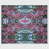 Papier Cadeau Bois à fleurs rose (Plat)