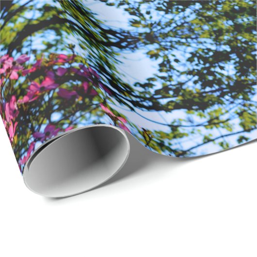 Papier Cadeau Bois à fleurs rose (Coin rond)