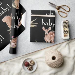 Papier Cadeau Bois Animaux Black Oh Baby Wrapper Papier