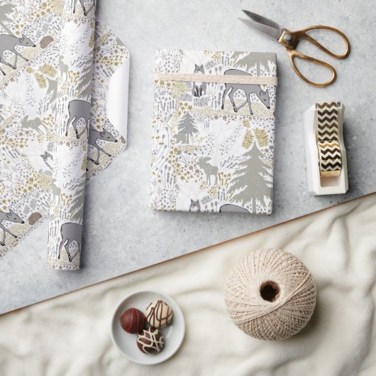 Papier Cadeau Bois Animaux Bois d'hiver (Artisanat)