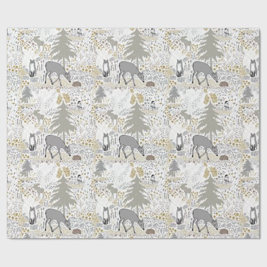Papier Cadeau Bois Animaux Bois d'hiver (Plat)