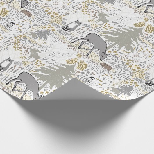 Papier Cadeau Bois Animaux Bois d'hiver (Coin)