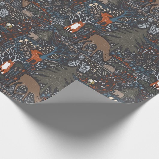 Papier Cadeau Bois Animaux Bois d'hiver (Coin)