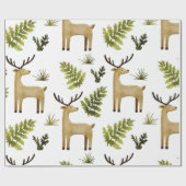 Papier Cadeau Bois Animaux Cerfs (Plat)