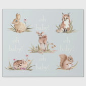 Papier Cadeau Bois Animaux Dusty Bleu Oh Bébé Papier à enveloppe (Plat)