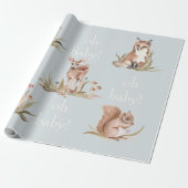 Papier Cadeau Bois Animaux Dusty Bleu Oh Bébé Papier à enveloppe (Déroulé)