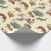 Papier Cadeau Bois Animaux et oiseaux Arrière - plan jaune pâle (Coin)