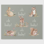 Papier Cadeau Bois Animaux Sage Oh Baby Wrapper Papier (Plat)