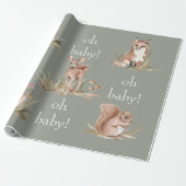 Papier Cadeau Bois Animaux Sage Oh Baby Wrapper Papier (Déroulé)