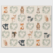 Papier Cadeau Bois Bébé Forêt Animal (Plat)