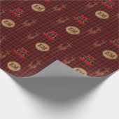 Papier Cadeau Bois Bison Plaid Cerf Monogramme Initiales NOEL (Coin)