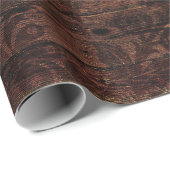 Papier Cadeau Bois Brown Floral Russe (Coin rond)