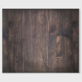 Papier Cadeau Bois brûlé brun foncé bois grain rustique chic (Plat)