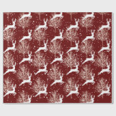 Papier Cadeau Bois Cerf de Noël - Rouge (Plat)