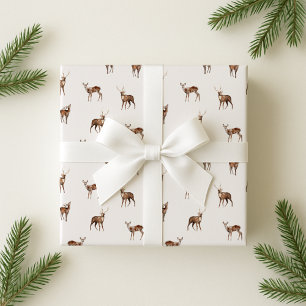 Papier Cadeau Bois, cerf festif