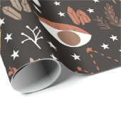 Papier Cadeau Bois Champignons Enveloppement Papier (Coin rond)