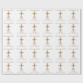 Papier Cadeau Bois Croix Blancs & Baptême BLANC Verse Bible (Plat)