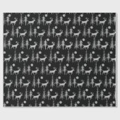 Papier Cadeau Bois d'argent Pine Forest Stade Noir (Plat)