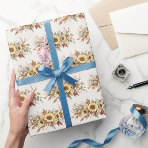 Papier Cadeau Bois de cerf d'automne et tournesols
