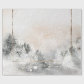 Papier Cadeau Bois de forêt enneigé (Plat)