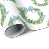 Papier Cadeau Bois de Noël bleu (Coin rond)