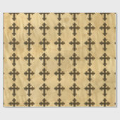 Papier Cadeau Bois de rose fleury croisé chrétien en bois sur (Plat)