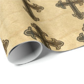Papier Cadeau Bois de rose fleury croisé chrétien en bois sur (Coin rond)