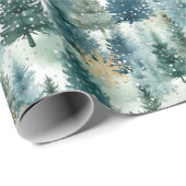Papier Cadeau Bois des arbres de Noël (Coin rond)