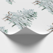 Papier Cadeau Bois d'hiver Arbres et Cerfs (Coin)
