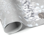 Papier Cadeau Bois d'hiver Oie de Noël Arbre de neige (Coin rond)