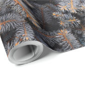 Papier Cadeau Bois d'hiver Pinède Bleu (Coin rond)