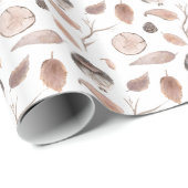 Papier Cadeau Bois d'hiver rustique | Fête de la feuille d'oisea (Coin rond)